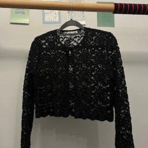 NWOT Macy's Robbie Bee Petite Black Lace Sweater/Top